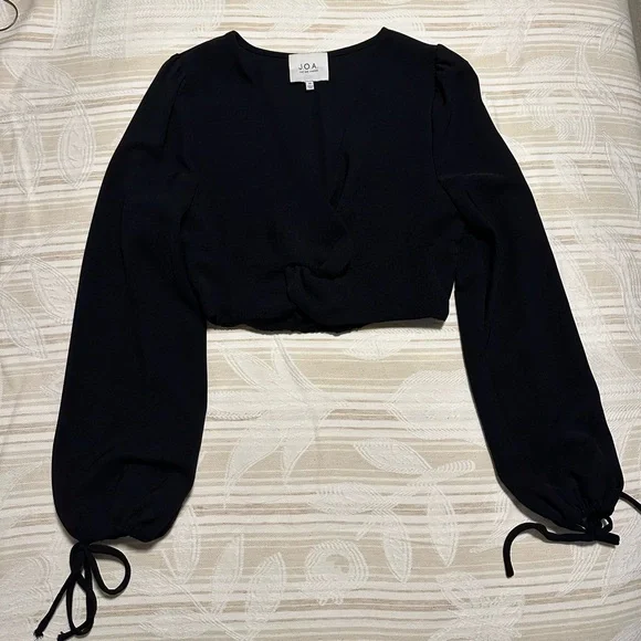 J.O.A. Twist Front Cropped Bell Long Sleeve - Picture 1 of 7